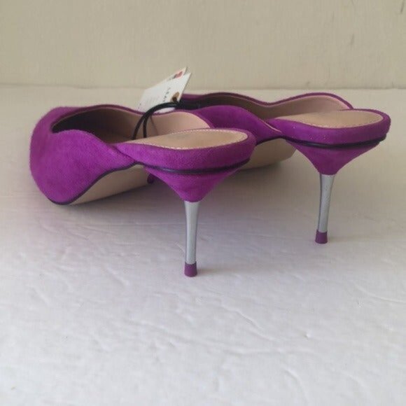 Zara Genuine Leather Suede Purple Heel Shoe Stiletto Sz. 39 - Picture 4 of 11